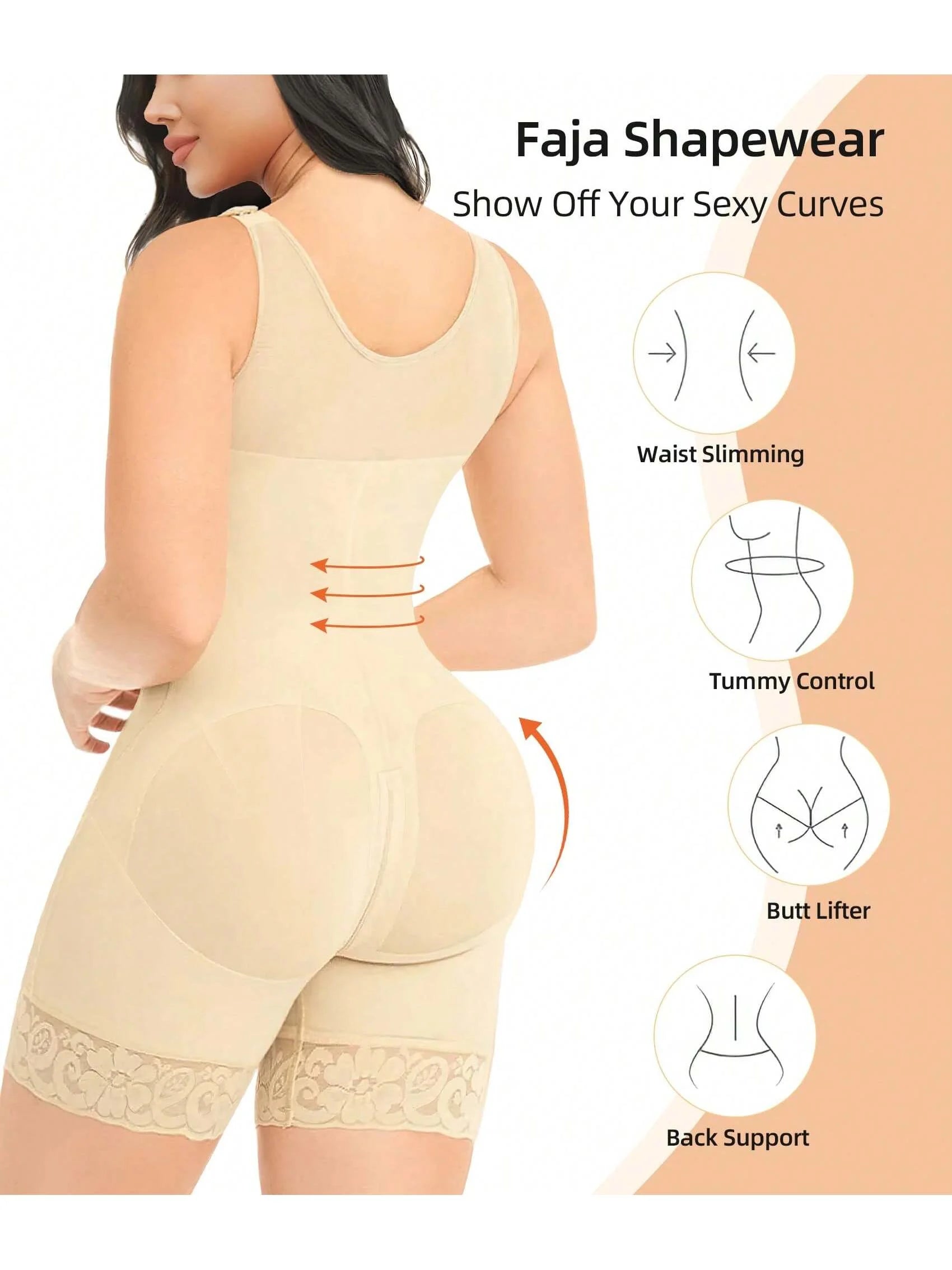 Fajas Colombianas Shapewear for Women Tummy Control Post Surgery Full Body Shaper Butt Lifter with Zipper Crotch Skimsbodysuits Solleonnewfajascurve Elegant Figure Fajas Melibelt Bodysuitfajashaper
