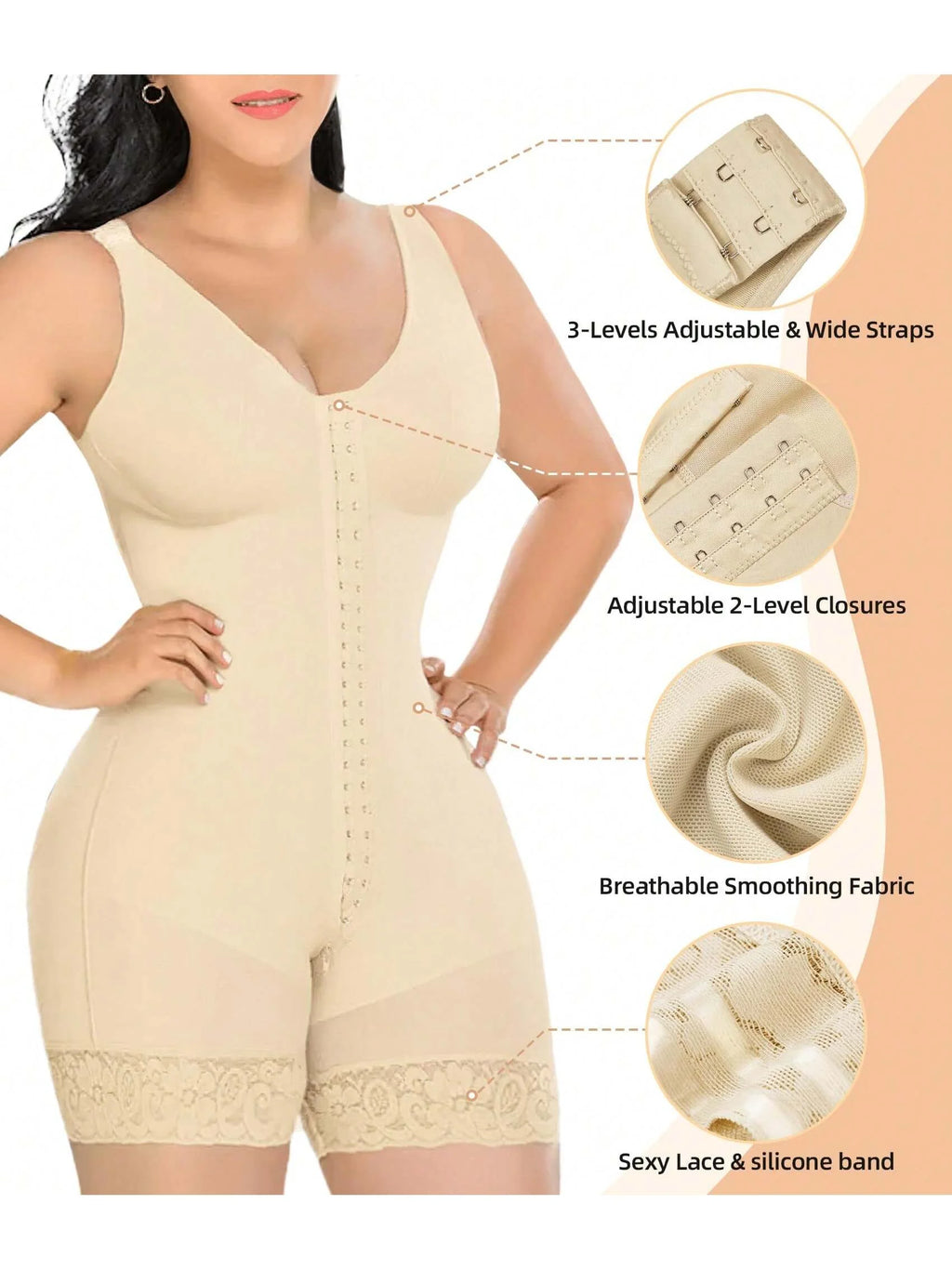 Fajas Colombianas Shapewear for Women Tummy Control Post Surgery Full Body Shaper Butt Lifter with Zipper Crotch Skimsbodysuits Solleonnewfajascurve Elegant Figure Fajas Melibelt Bodysuitfajashaper