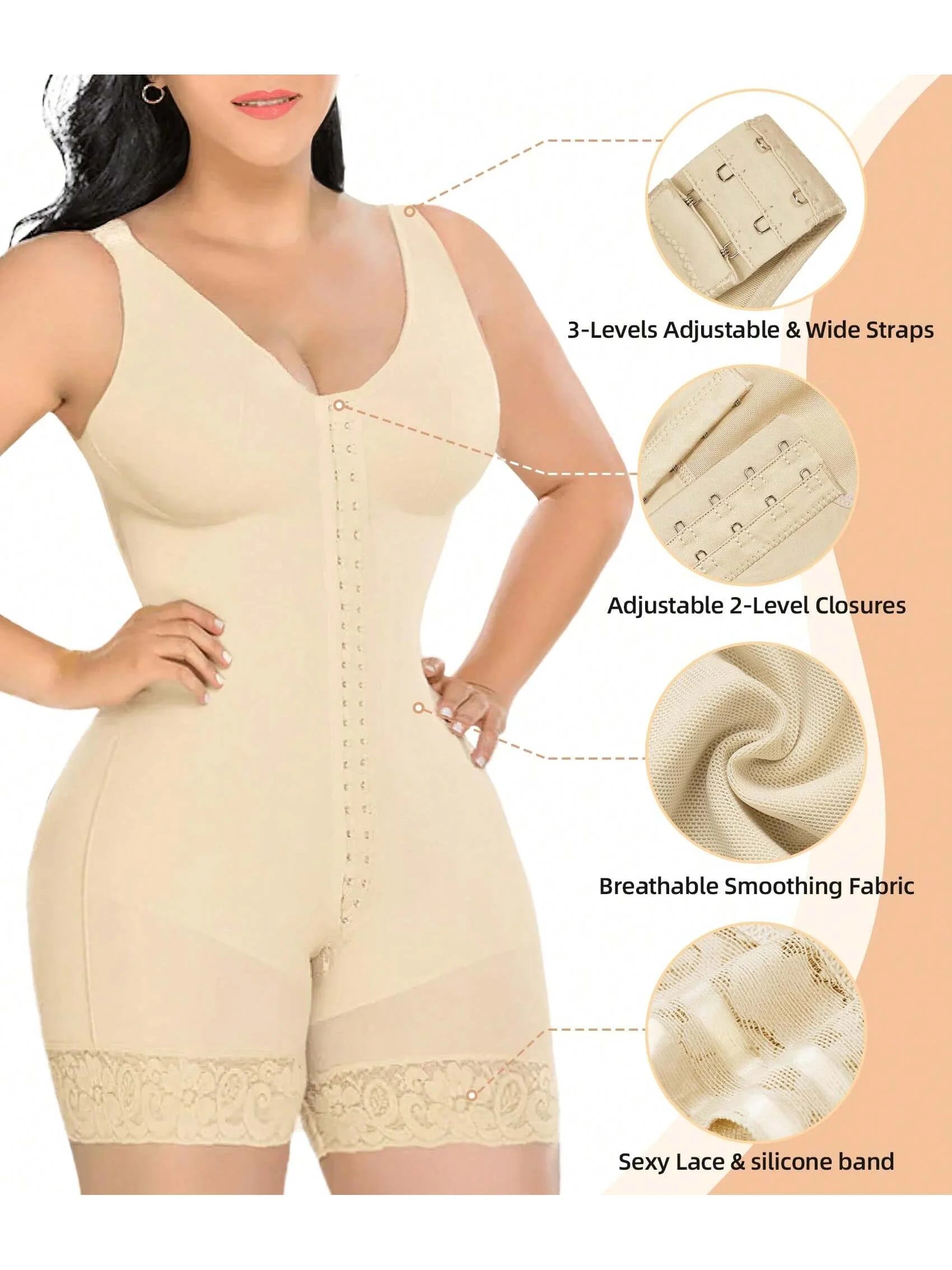 Fajas Colombianas Shapewear for Women Tummy Control Post Surgery Full Body Shaper Butt Lifter with Zipper Crotch Skimsbodysuits Solleonnewfajascurve Elegant Figure Fajas Melibelt Bodysuitfajashaper