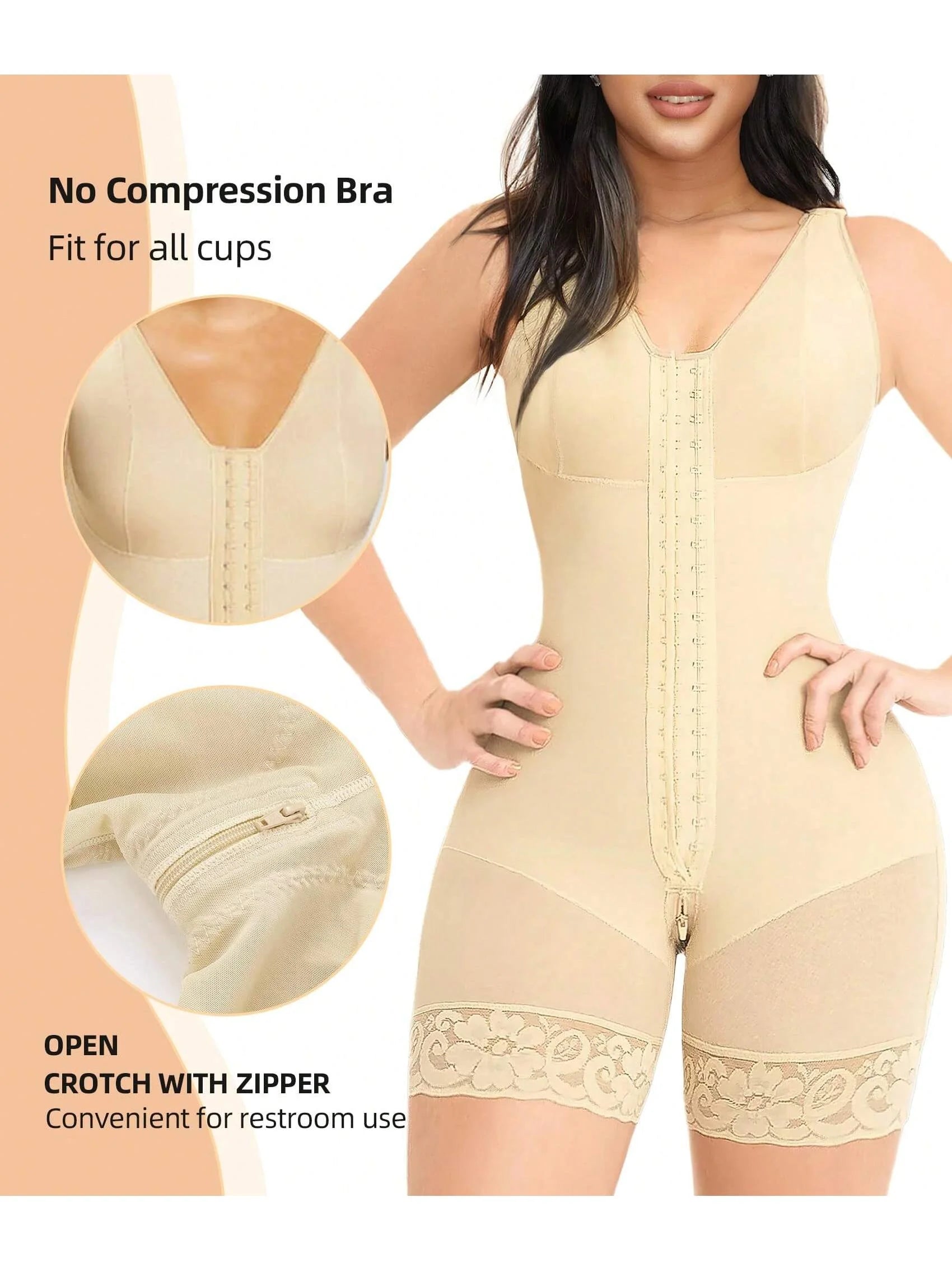 Fajas Colombianas Shapewear for Women Tummy Control Post Surgery Full Body Shaper Butt Lifter with Zipper Crotch Skimsbodysuits Solleonnewfajascurve Elegant Figure Fajas Melibelt Bodysuitfajashaper